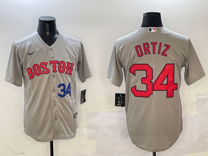 Men Boston Red Sox #34 Ortiz Grey Game 2025 Nike MLB Jersey style 4